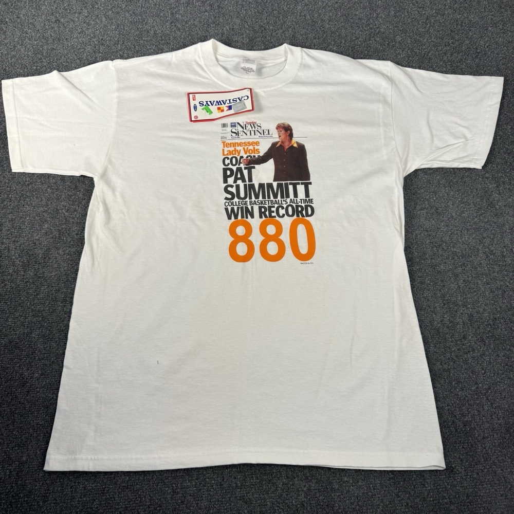 Vintage Pat Summitt Tennessee Lady Vols 880 Win Record T-Shirt White Large NWT